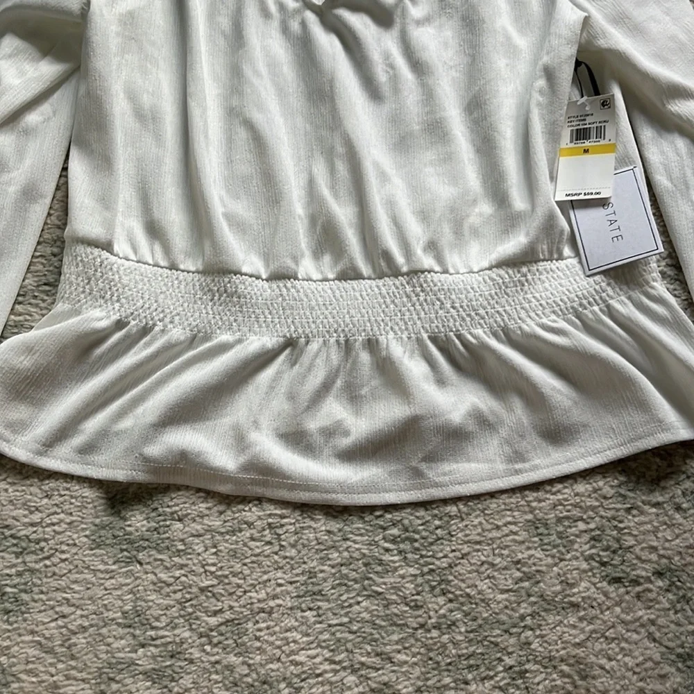 1 State. White long sleeve shirt V-neck size medium. NWT. - Picture 2 of 10